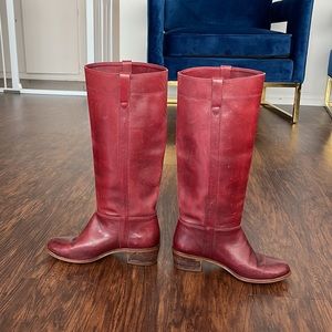 VINTAGE 9 West Made in Brazil Burgundy Red Leather Boots